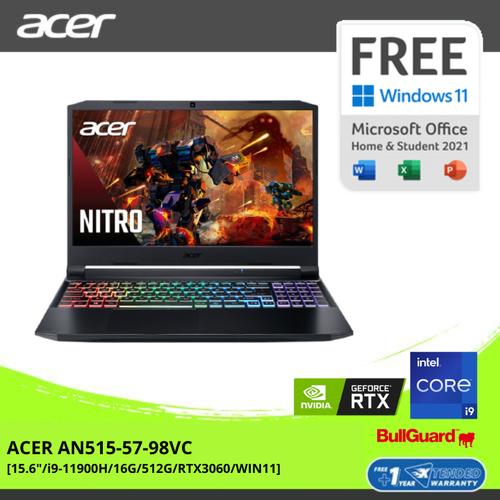 [EZO.2100298] ACER AN515-57-98VC [15.6"/i9-11900H/16G/512G/RTX3060/WIN11]NHQEUSN003