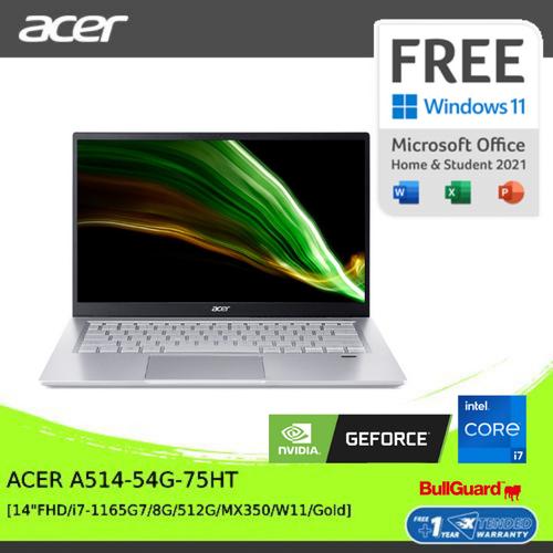 [EZO.2100347] ACER A514-54G-75HT [14"FHD/i7-1165G7/8G/512G/MX350/W11/Gold]NXA1ZSN007