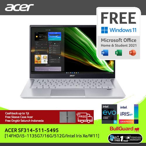 [EZO.2100349] ACER SF314-511-5495 [14"FHD/i51135G7/16GB/512GB/W11+OHS]NXATQSN008