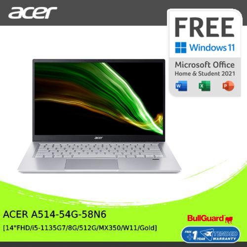 [EZO.2100351] ACER A514-54G-58N6 [14"FHD/i5-1135G7/8G/512G/MX350/W11/Gold]NXA1ZSN006