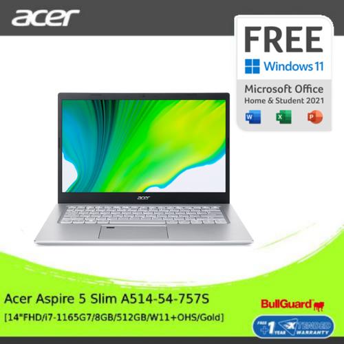 [EZO.2100355] ACER A514-54-757S [14"FHD/i71165G7/8GB/512GB/W11+OHS/Gold]NX.A2ASN.006