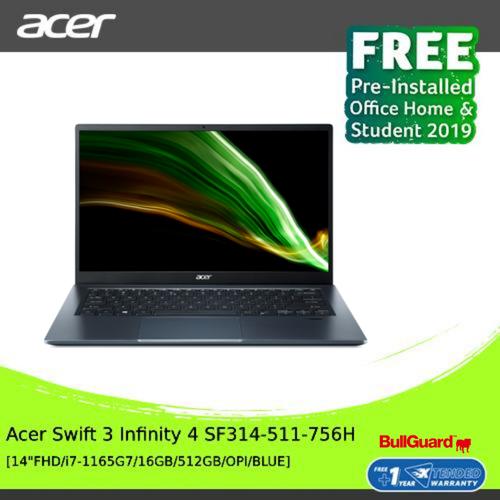 [EZO.2100359] ACER SF314-511-756H [14"FHD/i7-1165G7/16GB/512GB/OPI/BLUE]NX.ACXSN.003