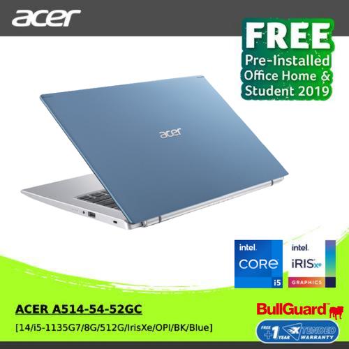 [EZO.2100394] ACER A514-54-52GC [14/i5-1135G7/8G/512G/IrisXe/OPI/BK/Blue] NXA29SN001