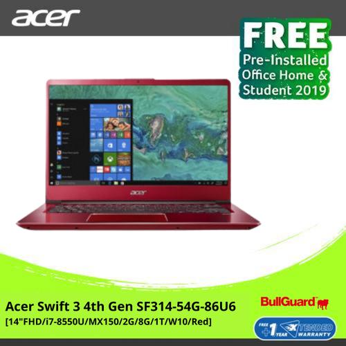 [EZO.2100678] Acer Swift 3 4th Gen SF314-54G-86U6 - Merah [14"/i7-8550U/MX150/WIN10]