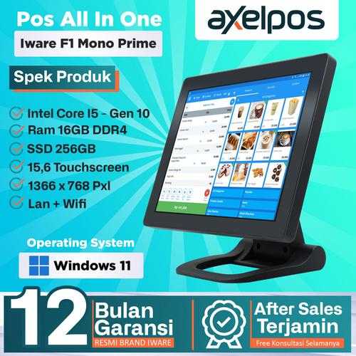 [EZO.7800009] Pos Pc All In One Mesin Kasir Touchscreen Single Display 15" Intel Core I5 Gen 10 Iware F1 mono Prime