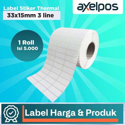 [EZO.7800011] Label Stiker Thermal 33x15mm 3 line Isi 5000 Lembar