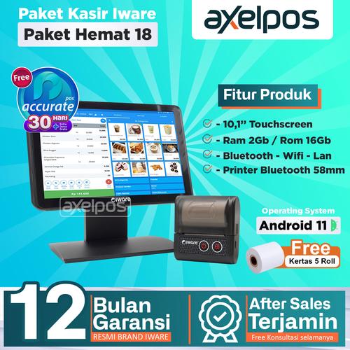 [EZO.7800014] Paket Alat Mesin Kasir Pos android 11 With Printer Bluetooth Iware