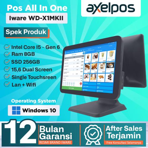 [EZO.7800017] Pos All In One Mesin Kasir Touchscreen Dual Display 15" Intel Core I5 Gent 6th Iware WD-X1MKII