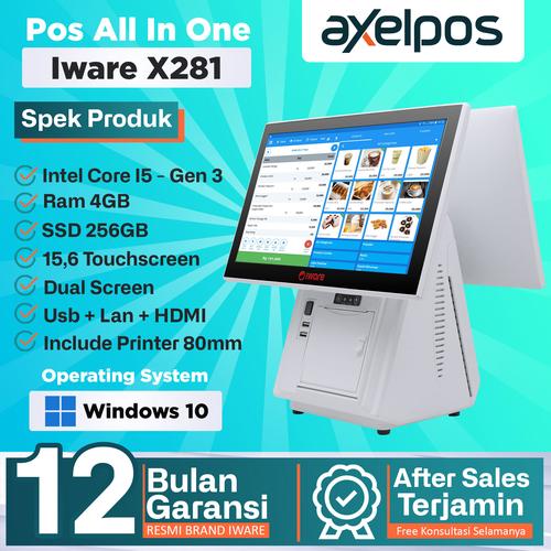 [EZO.7800019] Pos All In One Mesin Kasir Touchscreen Dual Display Intel Core I5 Iware X281
