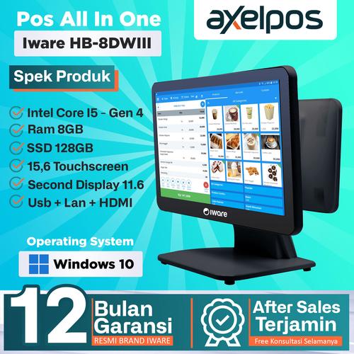 [EZO.7800020] Pos All In One Mesin Kasir Touchscreen Dual Display 15" Intel Core I5 Iware HB-8DWIII