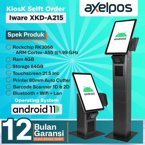 [EZO.7800022] Mesin Kasir All in One POS Touchscreen Iware XKD-A215 Kiosk Self Service Order Payment Machine Android 11