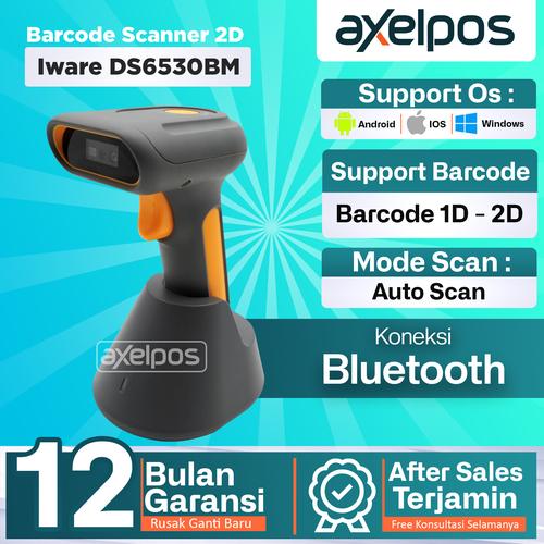 [EZO.7800025] Barcode Scanner 2D Bluetooth Auto Scan With Docking Iware DS6530BM