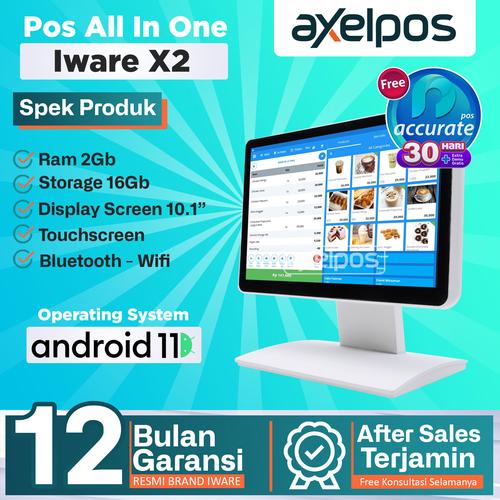 [EZO.7800027] Pos All In One Android Mesin Kasir Touchscreen Single Display Quad Core 2/16Gb Iware X2