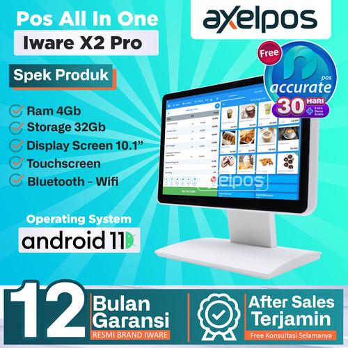 [EZO.7800031] Pos All In One Android Mesin Kasir Touchscreen Single Display Quad Core 4/32Gb Iware X2 Pro