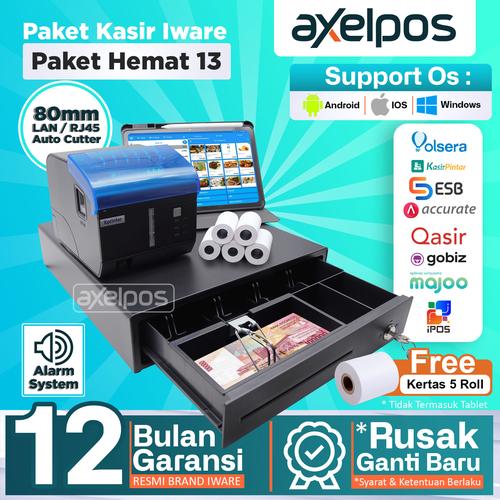 [EZO.7800037] Paket Alat mesin Kasir Xprinter Printer thermal Kasir 80mm Usb Lan Auto Cutter With Alarm Sistem - Cash Drawer 4 slot - Free kertas 5 roll Support Aplikasi Esb , Accurate pos Dll