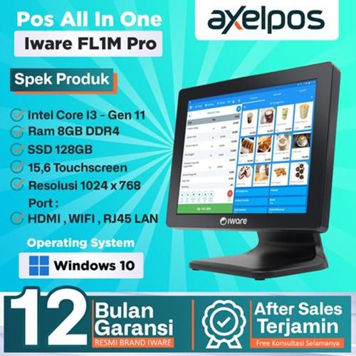 [EZO.7800051] Pos All In One Mesin Kasir Touchscreen Single Display 15" Intel Core I3 Gen 11th Iware FL1 Pro