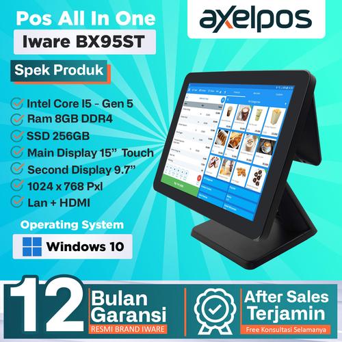[EZO.7800065] Pos All In One Mesin Kasir Touchscreen  Dual Display 15" Intel Core I5 Iware BX95ST