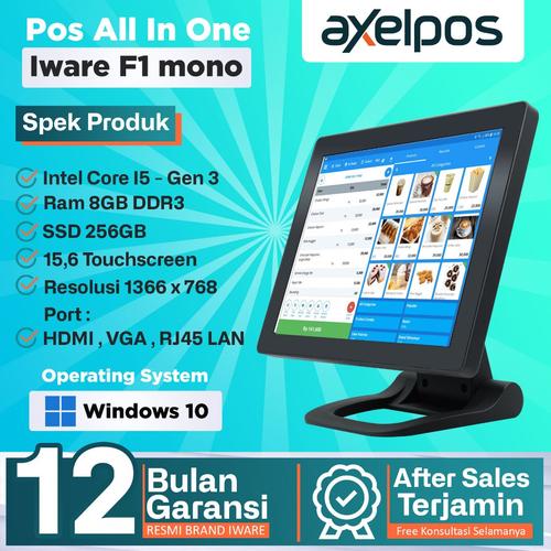 [EZO.7800081] Pos All in One Mesin Kasir Touchscreen Single Display 15" Intel Core I5 Iware F1 Mono