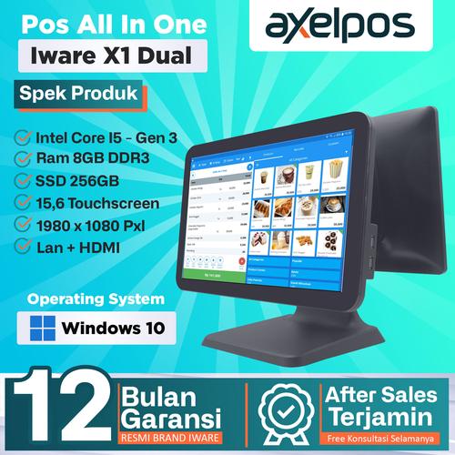 [EZO.7800082] Pos All In One Mesin Kasir Touchscreen Dual Display 15" Intel Core I5 Iware WD-X1 Dual
