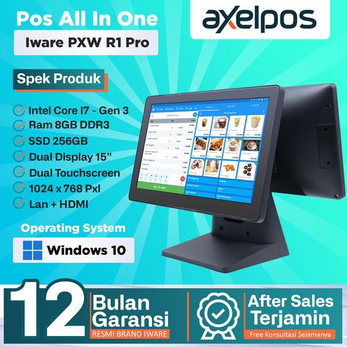 [EZO.7800084] Pos All In One Mesin Kasir Touchscreen Dual Display 15" Intel Core I7 Iware PXW-R1 Pro