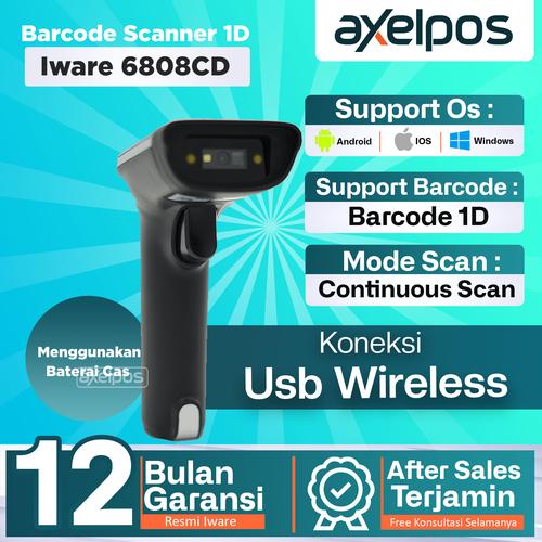 [EZO.7800104] Barcode Scanner Usb Wireless 1D Iware 6808CD