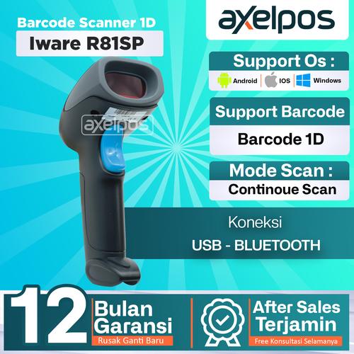 [EZO.7800112] Scanner Barcode Laser Usb - Bluetooth 1D Iware R81SP