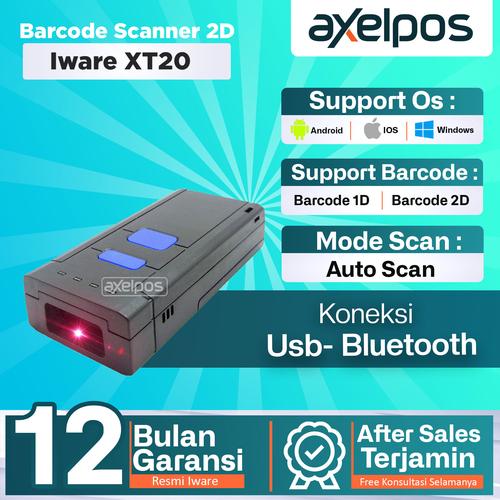 [EZO.7800140] Barcode Scanner Wireless Bluetooth Portable 2D Iware XT20