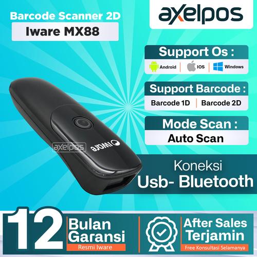 [EZO.7800155] Barcode Scanner Wireless Bluetooth Portable 2D Iware MX88