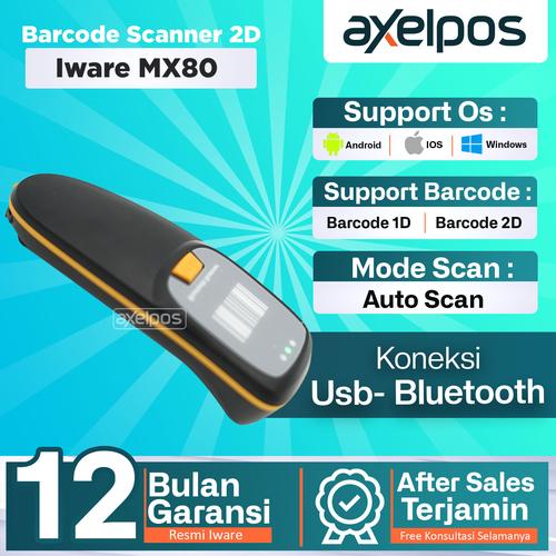 [EZO.7800165] Barcode Scanner Wireless Bluetooth Portable 2D Iware Mx80