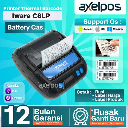 [EZO.7800169] Mini Portable Printer Thermal Label Barcode 80mm Bluetooth Iware C8LP