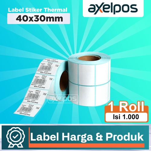 [EZO.7800174] Kertas Label Stiker Thermal Barcode 40x30mm 1line Isi 100 / 1.000