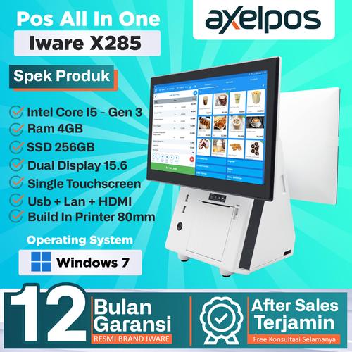 [EZO.7800187] Pos All In One Mesin Kasir Touchscreen Dual Display 15" With Thermal Printer 80mm Intel Core I5 Iware X280