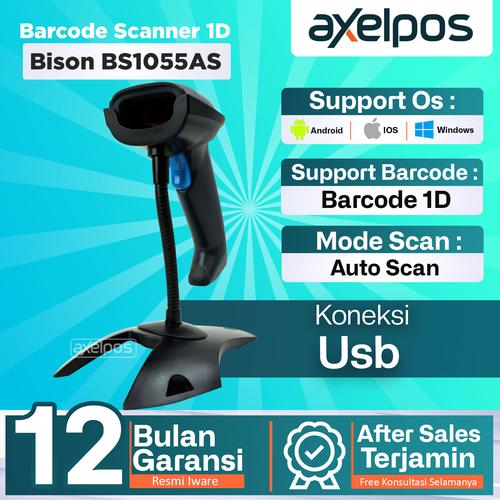 [EZO.7800232] Barcode Scanner Laser 1D Auto Scan Usb Bison BI1055AS