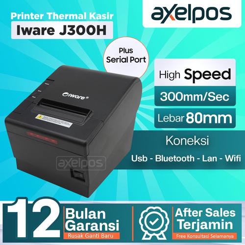 [EZO.7800239] Printer Thermal Kasir 80mm Auto Cutter Usb Serial Lan Bluetooth Wifi Iware J300H With Alarm System