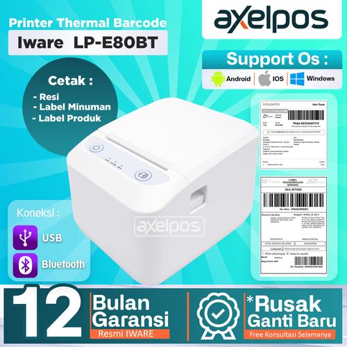 [EZO.7800244] Printer Thermal Label Barcode 80mm Usb Bluetooth Iware LP-E80BT