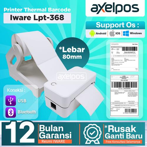[EZO.7800250] Printer Label Stiker Thermal Barcode 80mm Iware Lpt368 Usb Bluetooth