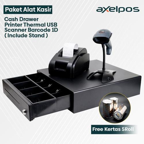 [EZO.7800306] PAKET ALAT KASIR / CASH DRAWER / PRINTER KASIR / SCANNER BARCODE 1D