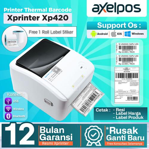 [EZO.7800322] Printer Thermal Label Barcode 110mm Xprinter Xp420b Usb Bluetooth Wifi