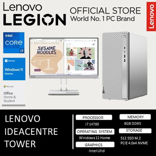 [EZO.2400045] Lenovo IdeaCentre Tower 14IRR9 i7 14700 8GB 512GB W11+OHS GRY -12ID + MONITOR 21.5