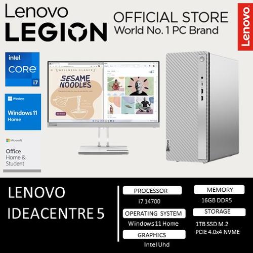 [EZO.2400046] Lenovo IdeaCentre Tower 14IRR9 5 i7 14700 16GB 1TB W11+OHS GRY -14ID + MONITOR 21.5