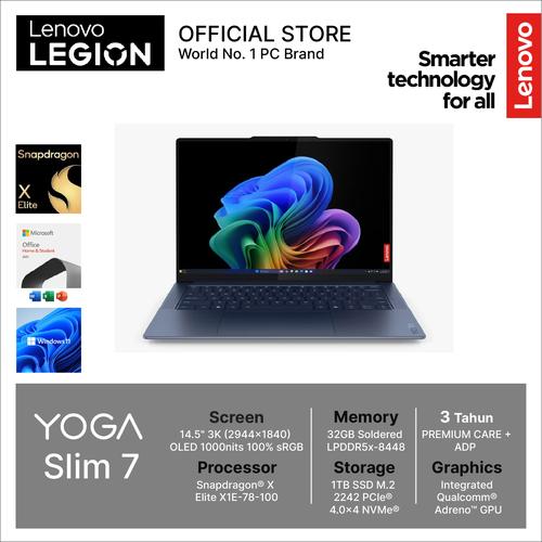 [EZO.2400151] Lenovo Yoga Slim 7X 14Q8X9 Snapdragon X Elite 32GB 1TB SSD 14.5" 3K OLED 100% sRGB Win 11 OHS