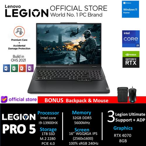 [EZO.2400258] Lenovo Legion Pro 5i RTX4070 i9 13900 32GB 1TBSSD W11+OHS 240Hz 8AID