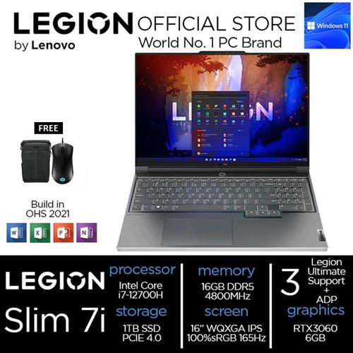 [EZO.2400304] Lenovo Legion Slim S7 i7 12700 16GB 1TBSSD RTX3060 16"WQXGA 165HZ 2LID