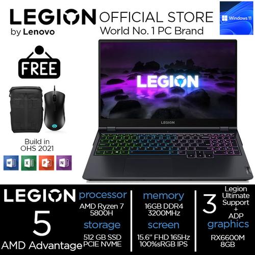 [EZO.2400319] Lenovo Legion 5 Ryzen 7 5800 16GB 512SSD RX6600M 15.6FHD 165Hz 3PID
