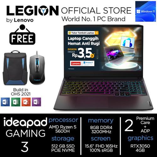 [EZO.2400334] [Tukar Tambah Laptop] Ideapad Gaming 3 Ryzen 5 5600 8GB 512SSD RTX3050