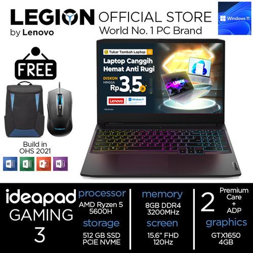 [EZO.2400335] [Tukar Tambah Laptop] Ideapad Gaming 3 Ryzen 5 5600 8GB 512SSD GTX1650