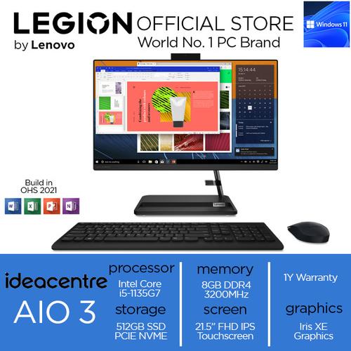 [EZO.2400344] Lenovo Ideacentre AIO 3 22 Touch i5 1135G7 8GB 512SSD W11+OHS 21.5FHD