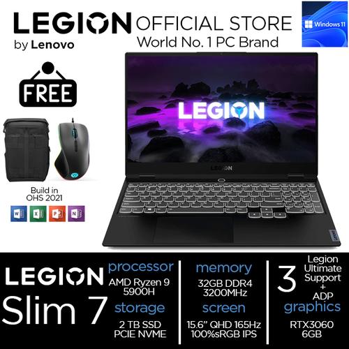 [EZO.2400398] Lenovo Legion Slim 7 Ryzen 9 5900 32GB 2TBSSD RTX3060 6GB W11+OHS 2VID