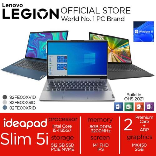 [EZO.2400409] Lenovo Ideapad Slim 5i i5 1135G7 8GB 512SSD MX450 2GB W11+OHS21 14"FHD