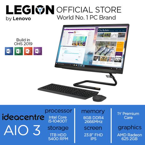 [EZO.2400427] Lenovo AIO 3 24 i5 10400 8GB 1TB Radeon 625 2GB W10+OHS 23.8FHD DVD